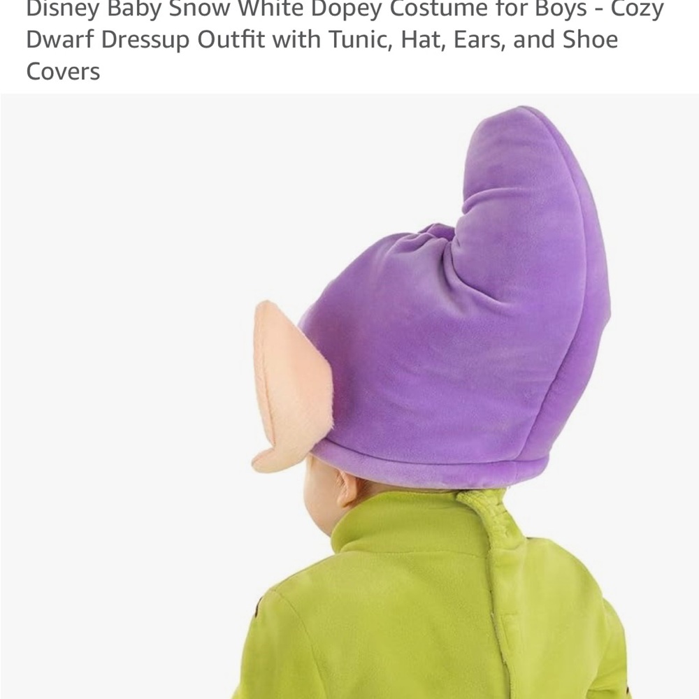 Disney Dopey Dwarf Costume Hat and Tunic in Purple and Green - Picture 1 of 4